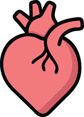 Minimalist Anatomical Heart Icon: Pink and Red Vector Design