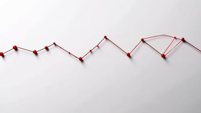 Red line graph with connected points on white background for data visualization