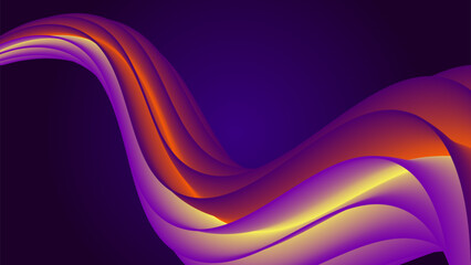  A futuristic abstract wave design featuring smooth, flowing, three-dimensional curves in vibrant shades of yellow and red. The undulating ribbons create a sense of fluidity and movement