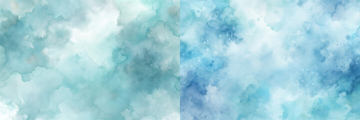 The blue and white background of the image is a beautiful representation of the ocean. The brush strokes and splatters of paint give the impression of waves crashing against the shore