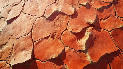 Fototapeta premium Sun baked clay wall with cracked texture for natural design elements