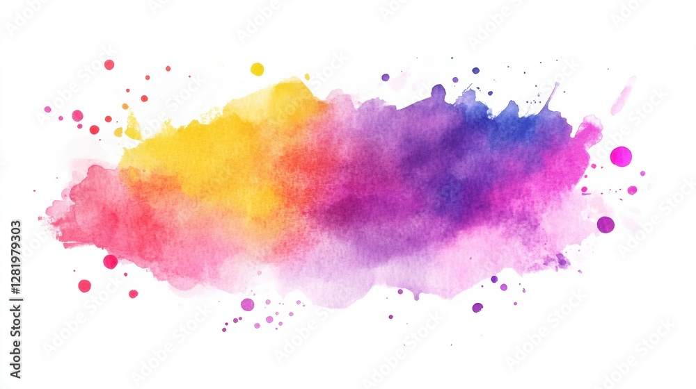 Poster colorful watercolor splash blending warm and cool tones in an abstract design for artistic expressio