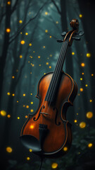 Fototapeta premium Enchanted Violin in a Mystical Forest