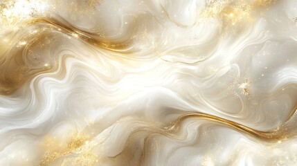 Fototapeta premium Soft flowing wave pattern with smooth golden and white hues, glowing and luxurious, creating an elegant and serene effect