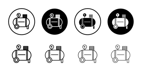 Air compressor pump icon flat and simple set design