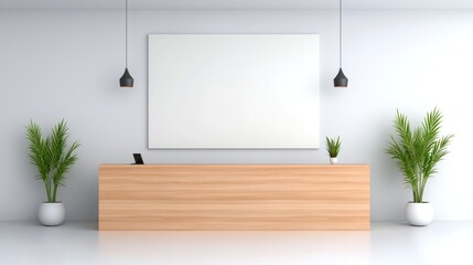 Modern Minimalist Design of Hotel Reception Desk Interior