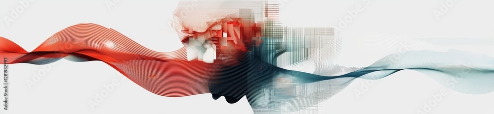 Poster geometric and wireframe design element with colorful abstract lines