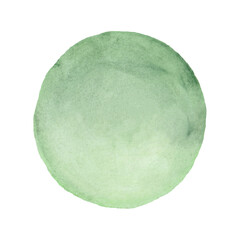 Watercolor round green stain isolated on white background. Watercolor design element in eco style.