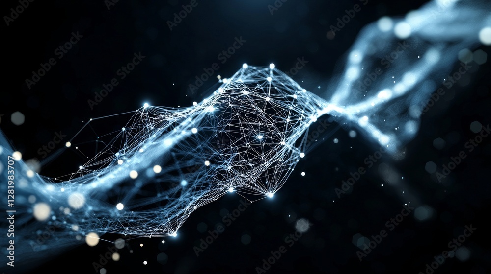 Aufkleber geometrical shapes form an abstract plexus, symbolizing connection and networking concepts in digita