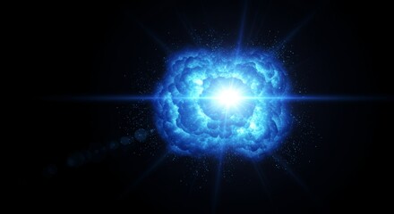Blue Light Explosion In Black background 