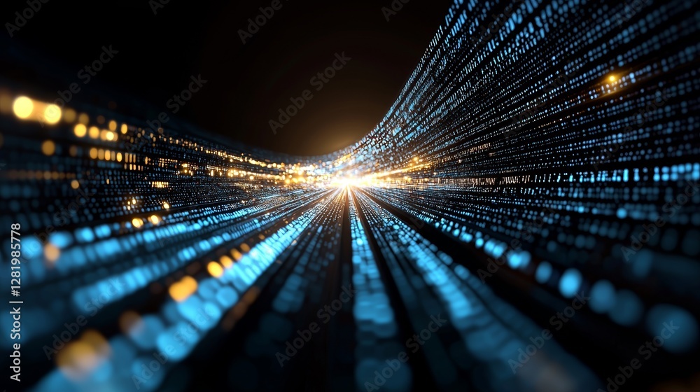 Poster A 3D rendering of a digital binary code matrix serves as a background, symbolizing the interconnectedness, intricacy, and overwhelming data of the modern digital era