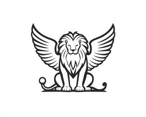 Obraz premium A majestic winged lion sits proudly displaying its power