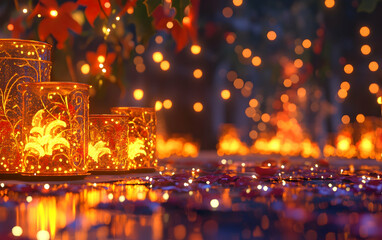 Vibrant Christmas lights glowing softly, creating a festive and warm holiday atmosphere
