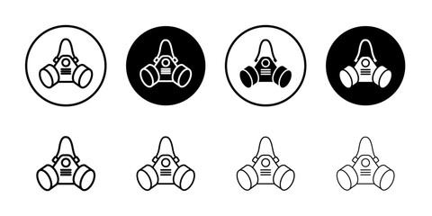 Respirator with filter cartridges icon flat and simple set design