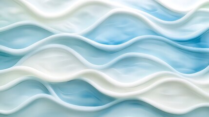 Soft pastel wave pattern with light blue and white hues, smoothly blending and glowing, evoking a calm and serene mood