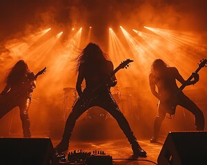 Metal band concert stage performance