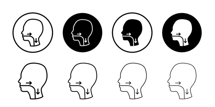 Swallowing reflex icon flat and simple set design