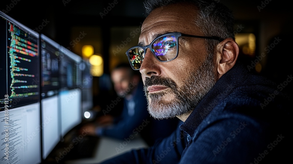 Poster a multi-ethnic team of professionals, including a neural network algorithm architect, collaborate at