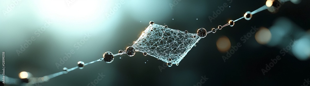 Poster a 3d rendering of an abstract background featuring a digital plexus of glowing lines and dots symbol