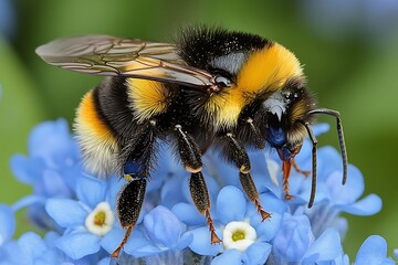 Bumblebee pollinating blue flowers (3)