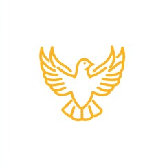 Fototapeta premium Golden Dove Wings Spread In Flight Symbol