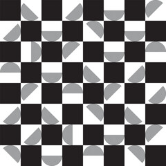 Seamless abstract geometric pattern. Checkered ornament. Chessboard with graphical elements
