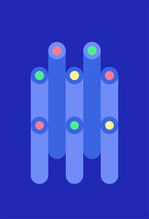 Abstract geometric composition on the isolated background. Three-dimensional tubes ornament