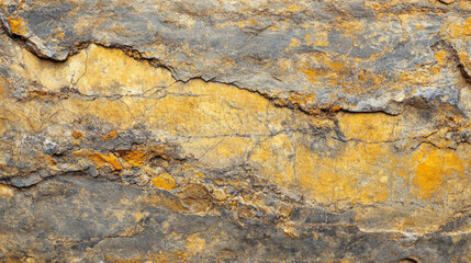 Yellow cracked limestone texture with deep fissures for natural design use