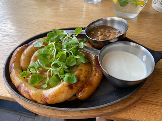 potato sausage with gravy for dinner
