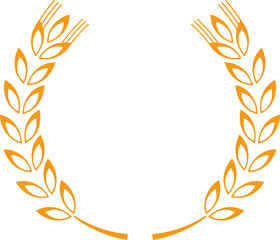 Two stylized golden wheat stalks forming a circular frame, representing the themes of harvest, agriculture, and the abundant bounty of nature in a minimalist design