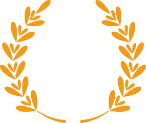 Stylized orange laurel wreath creating a circular shape on a white background, symbolizing victory, achievement, and celebration, perfect for award and recognition themes