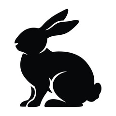 Rabbit silhouette icon. Simple black Easter Bunny design isolated on white background.