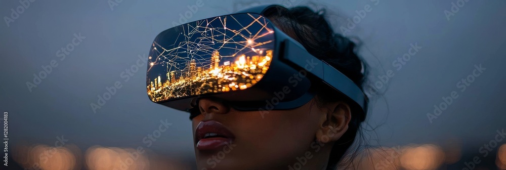 Poster a cyborg head utilizing stock to generate a digital interface in 3d rendering