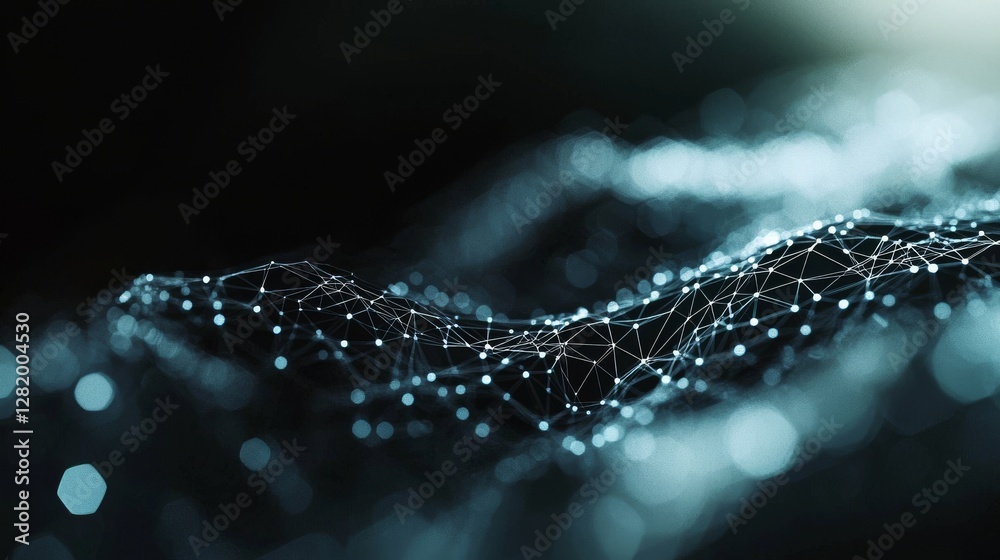 Poster the background features an abstract digital pattern, utilizing a plexus effect to illustrate the str