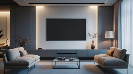elegant living room with ambiant lighting