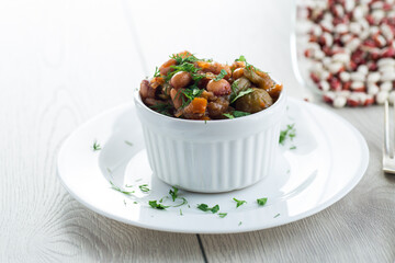lean vegetable stew with beans, brussels sprouts, tomatoes and other vegetables