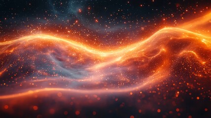 Dynamic cosmic waves of orange and blue light swirling through a starry backdrop, evoking a sense of wonder and energy for creative projects.