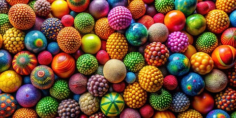 Fototapeta premium Close-up, colorful spheres; food photography. Abstract art using multi-colored balls.