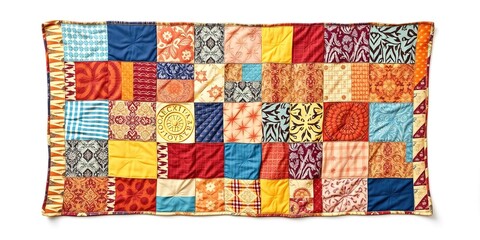 Fototapeta premium Colorful patchwork quilt with intricate patterns and designs