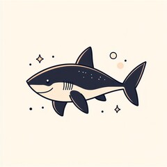 Fototapeta premium A stylized illustration of a friendly cartoon shark