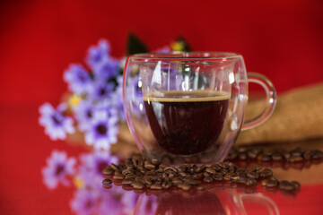 Aromatic espresso in a stylish glass cup