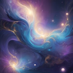 Ethereal Abstract Meditation Art with Cosmic Energy and Soothing Colors