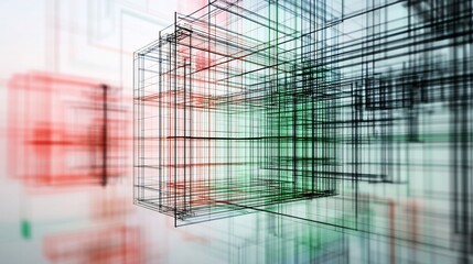 Obraz premium Abstract Interconnected Cubes: A Digital Art Exploration of Structure and Connectivity