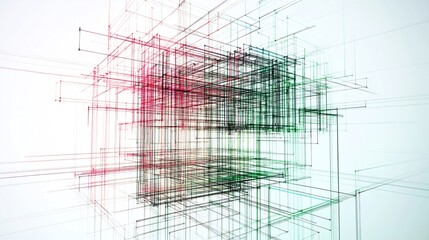 Abstract 3D Wireframe Structure: A Visual Representation of Interconnectedness and Complexity