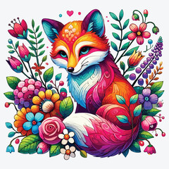 Mothers day  bright fox stock illustration