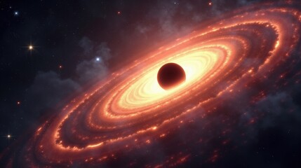 A black hole ejecting powerful plasma jets, radiant beams of energy stretching across millions of light-years, a mesmerizing display of cosmic power in a distant galaxy.