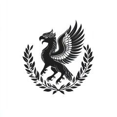 Obraz premium A majestic griffin emblem surrounded by laurel leaves