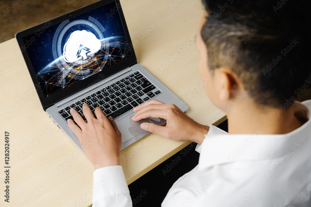 Poster cloud computing software for modish remote work and personal data storage
