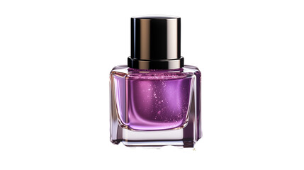 Purple Perfume Bottle Luxury Fragrance Design, Shiny Glass for Elegant Style Displays, isolated on transparent background.