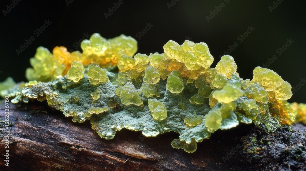 Poster Soft green moss envelops the rough, weathered trunk, creating an intricate tapestry of color and texture that hints at a rich ecosystem thriving in harmony with nature.